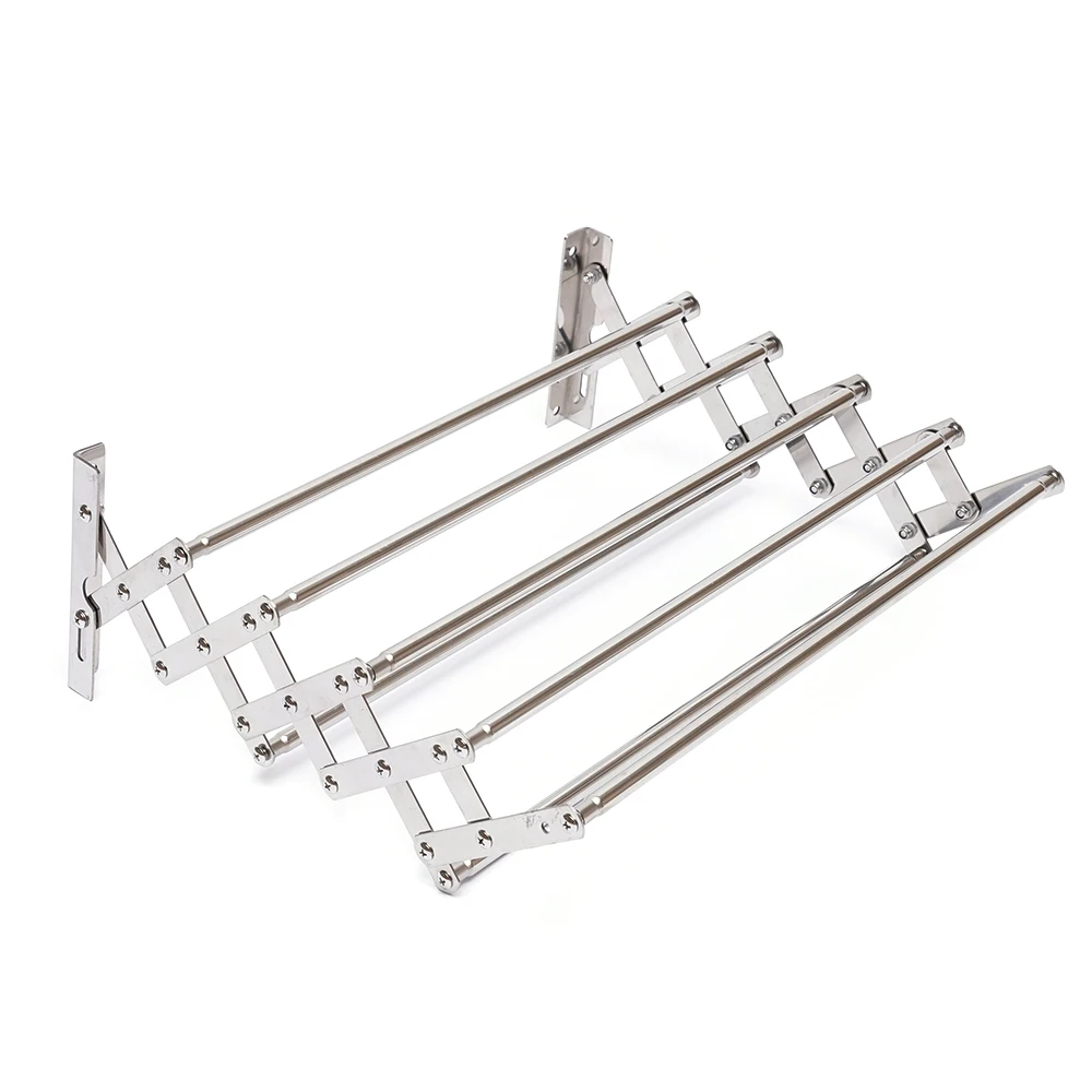 

Retractable Wall Mounted Drying Rack, Stainless Steel, Adjustable Length 42-80cm, 14.5cm Height, Towel and Clothing Hanger