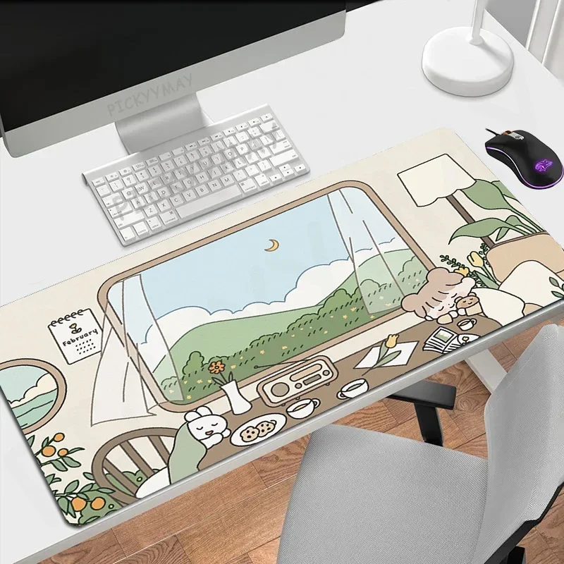 Cute Mouse Pads Kawaii Gaming Mousepad Gamer Natural Rubber Mouse Mat Keyboard Mats Desk Pad Mousepads XXL 90x40cm For Computer