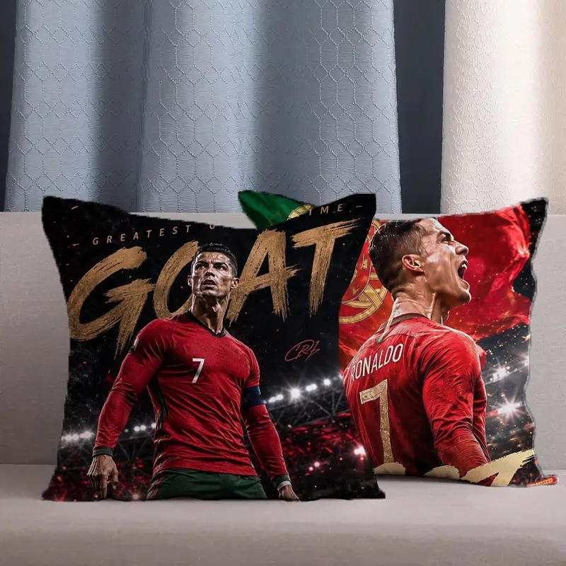 Football Star Cr7 Pillow Cover Sofa Decorative Double-sided Printing Seat Car Cushion Case Ronaldos Pillowcase Home Supply Gift
