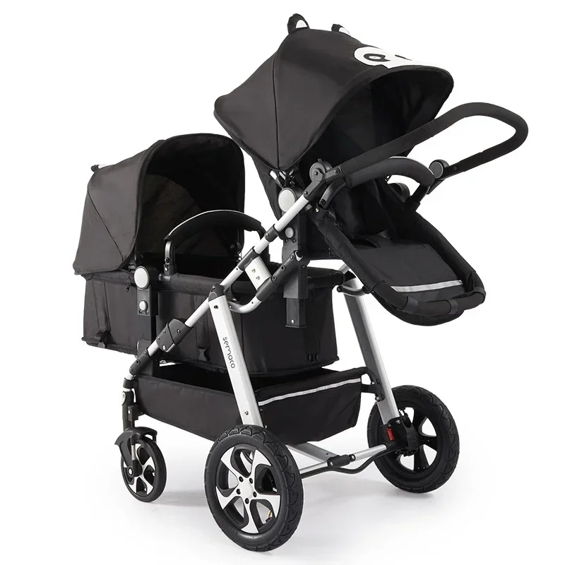 EU STOCK Twins baby stroller,kids Double stroller,baby stroller can sit and lie down, folded baby carriage