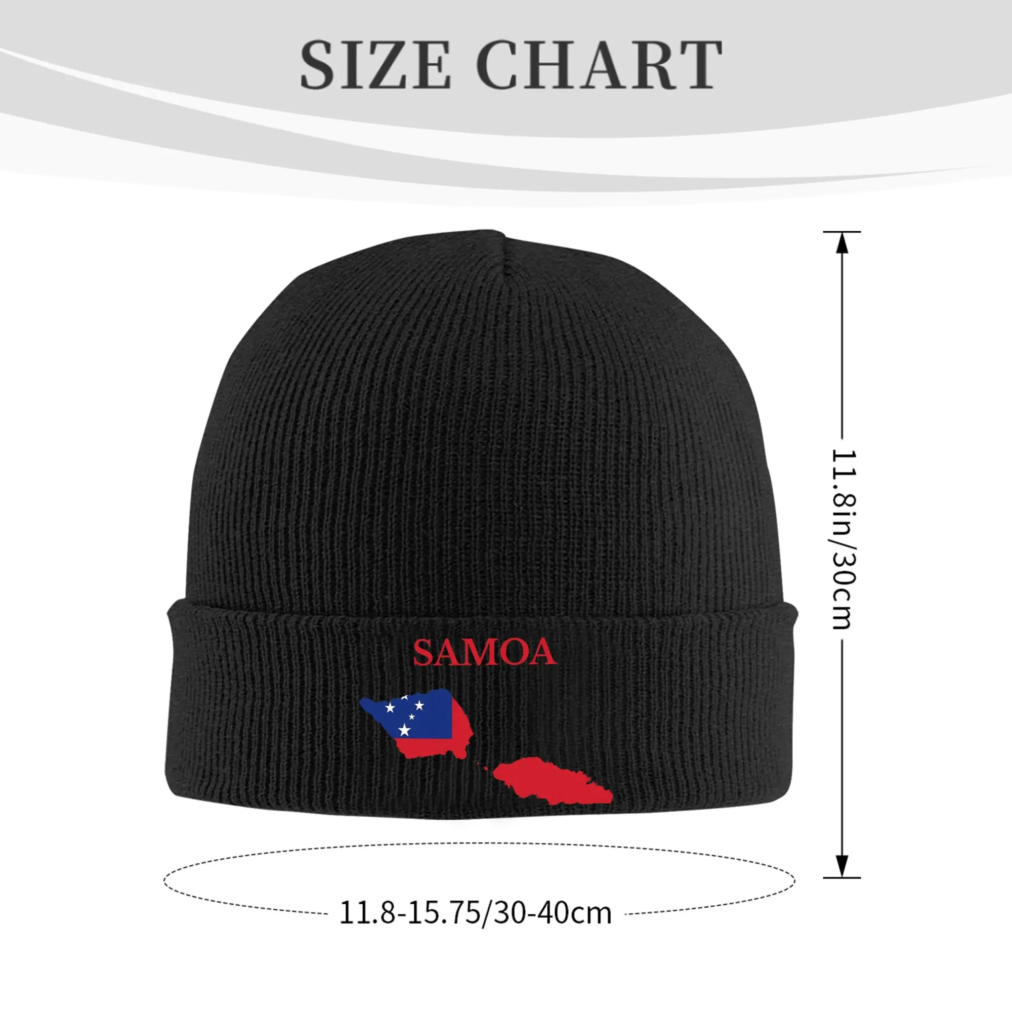 Men Women Western Samoa Flag Map  Beanie Hats  Vintage Knit Hat Winter Gym Caps Custom Warm Bonnet Hats