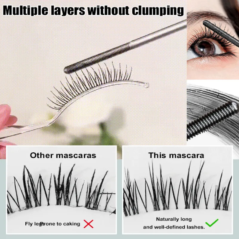 3D 내추럴 얇고 긴 컬 마스카라 방수 속눈썹 프라이머 빠른 건조 번짐 방지 지속력 있는 마스카라