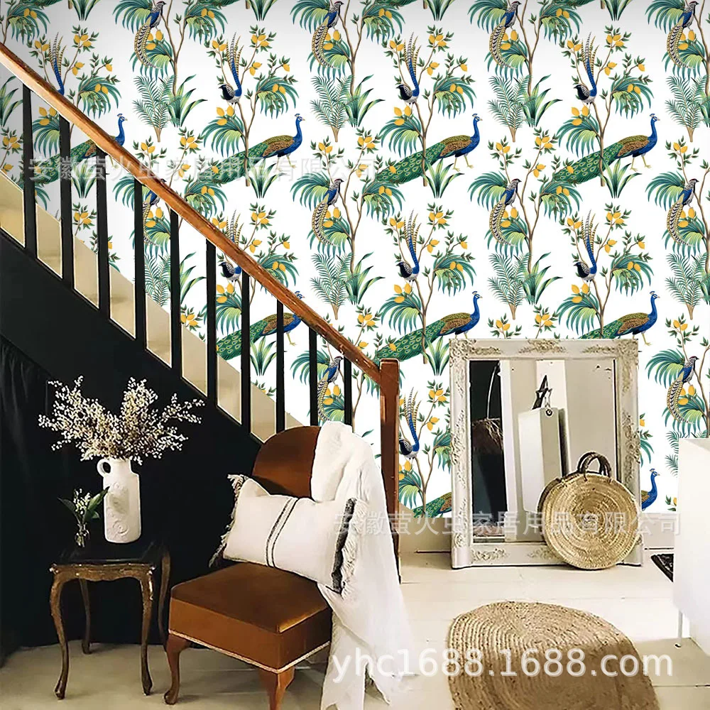 

Peacock Bird Self Adhesive Wallpaper Animal Peel and Stick Floral Wallpaper Removable Waterproof Prepasted Wallpaper Home Decor