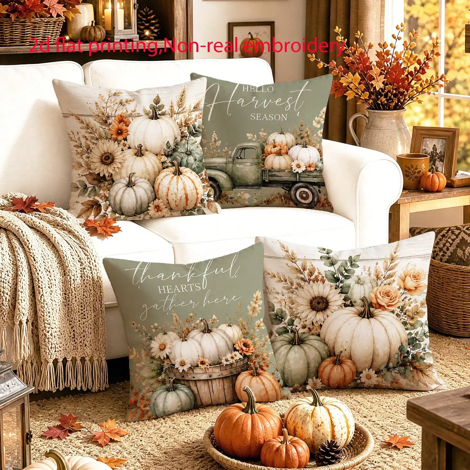 Pillow Insert 18X18 - 4pcs JHUA Bohemian Fall Harvest Throw