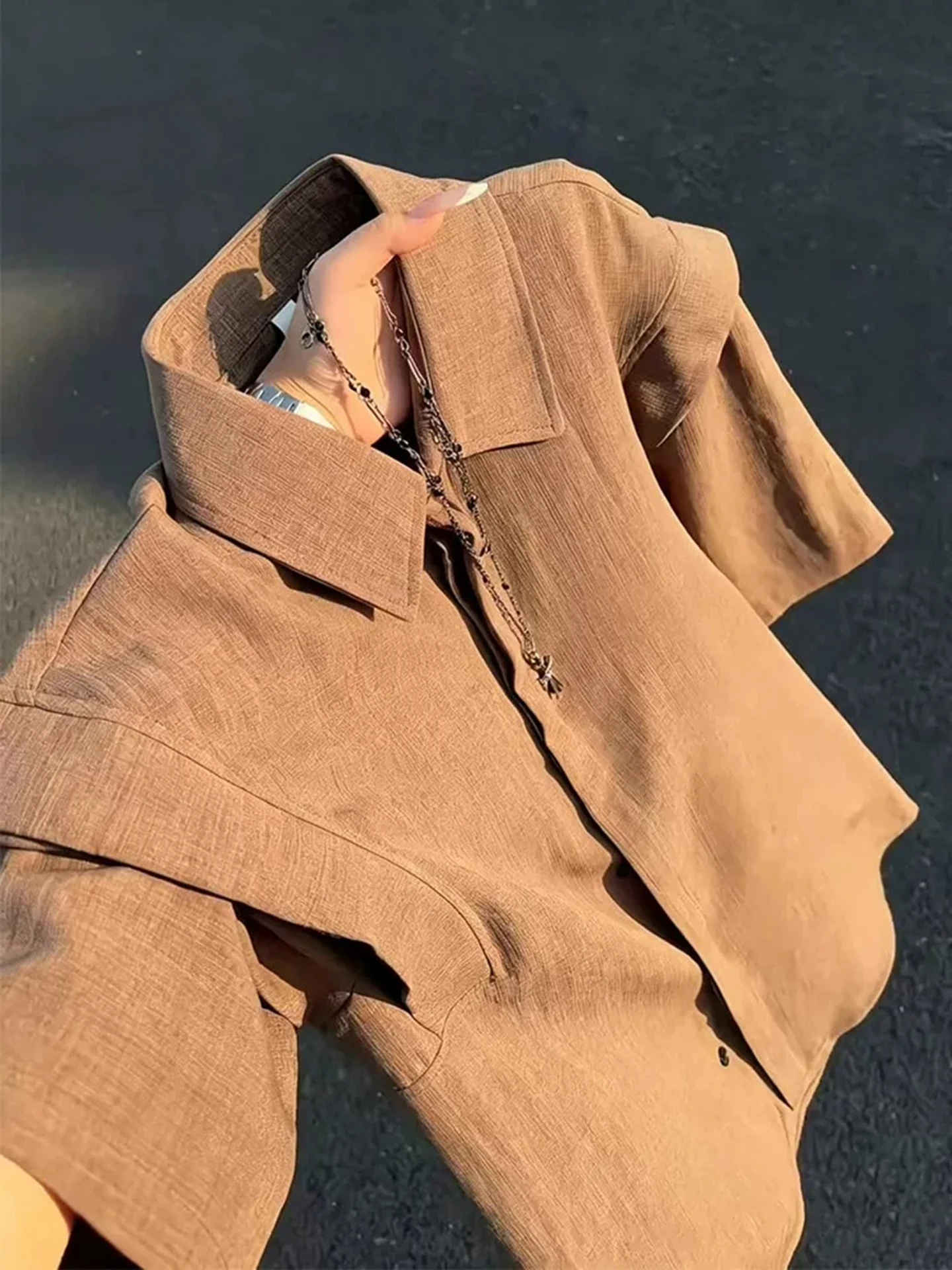 

Loose Fit Men's Short Sleeve Shirt Linen Blend Summer Thin Design Sensation Drapey Sun Protection Outerwear Casual Style