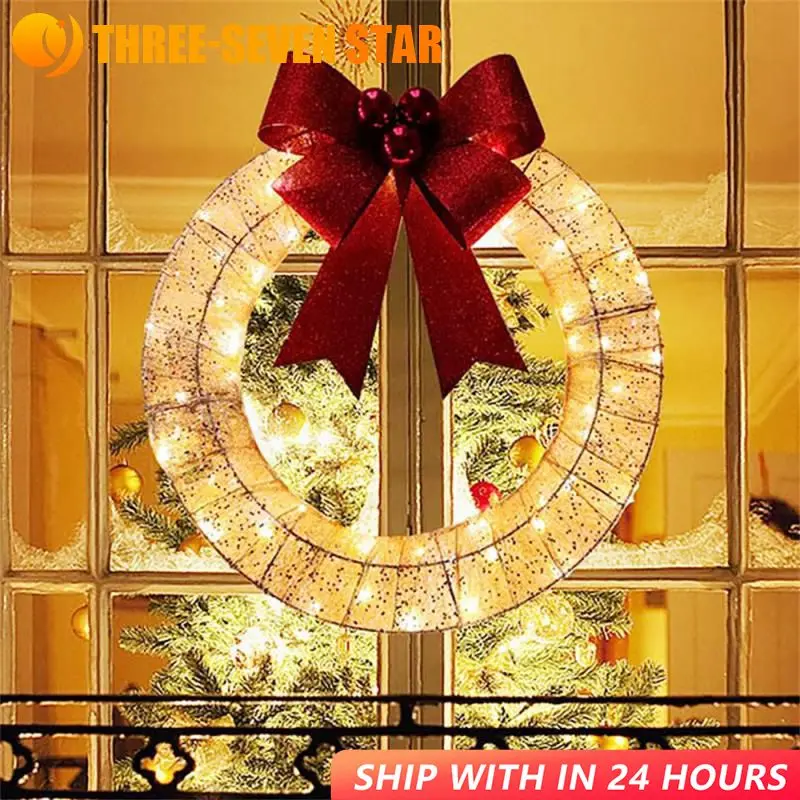 

2023 Christmas Wrought Iron Art Decoration Christmas Wreath Hanging Decoration Creative Christmas Bell Wreath Window Decorations