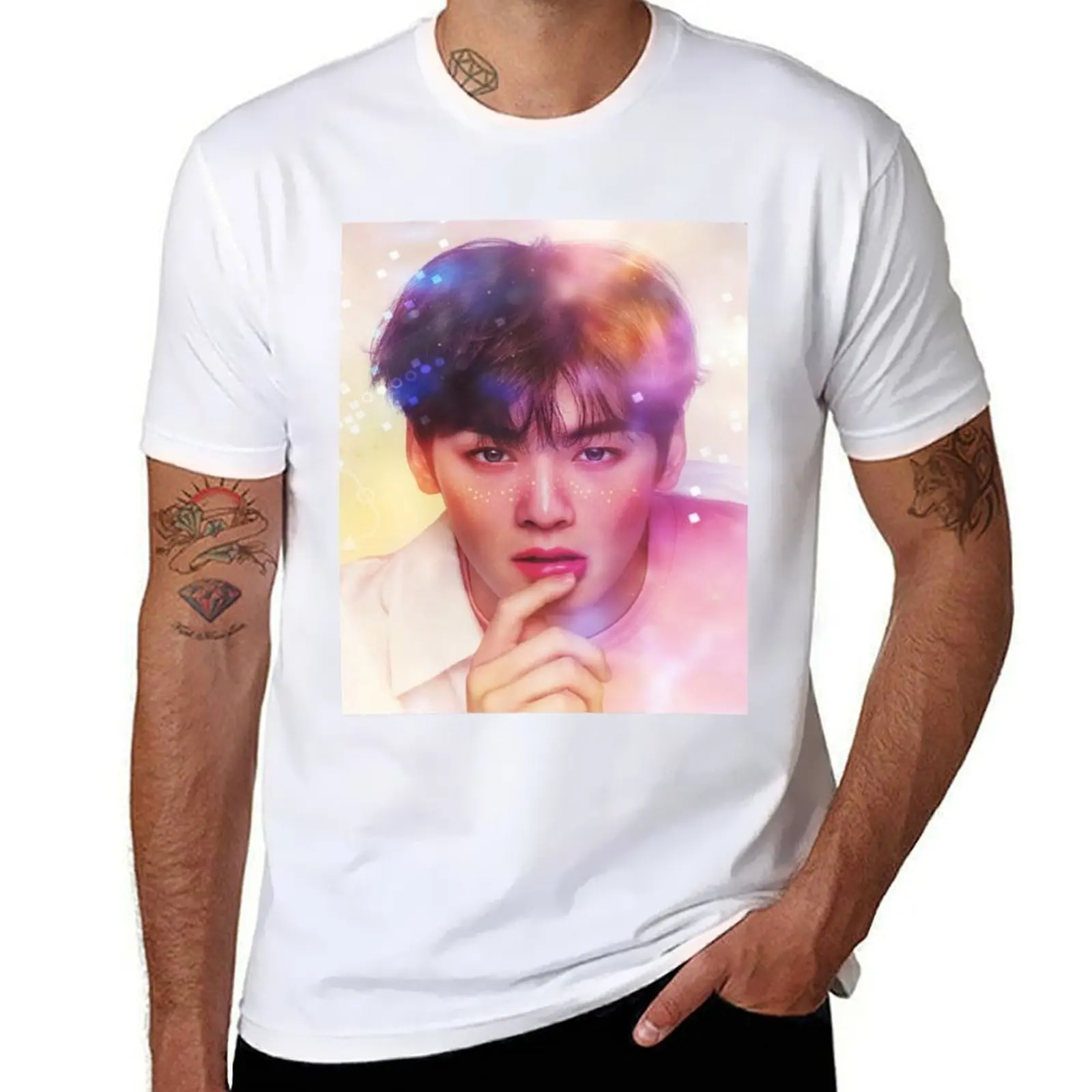 

Cha eun woo (astro) T-Shirt men t shirt cotton 100% g man t shirts for men T-Shirt