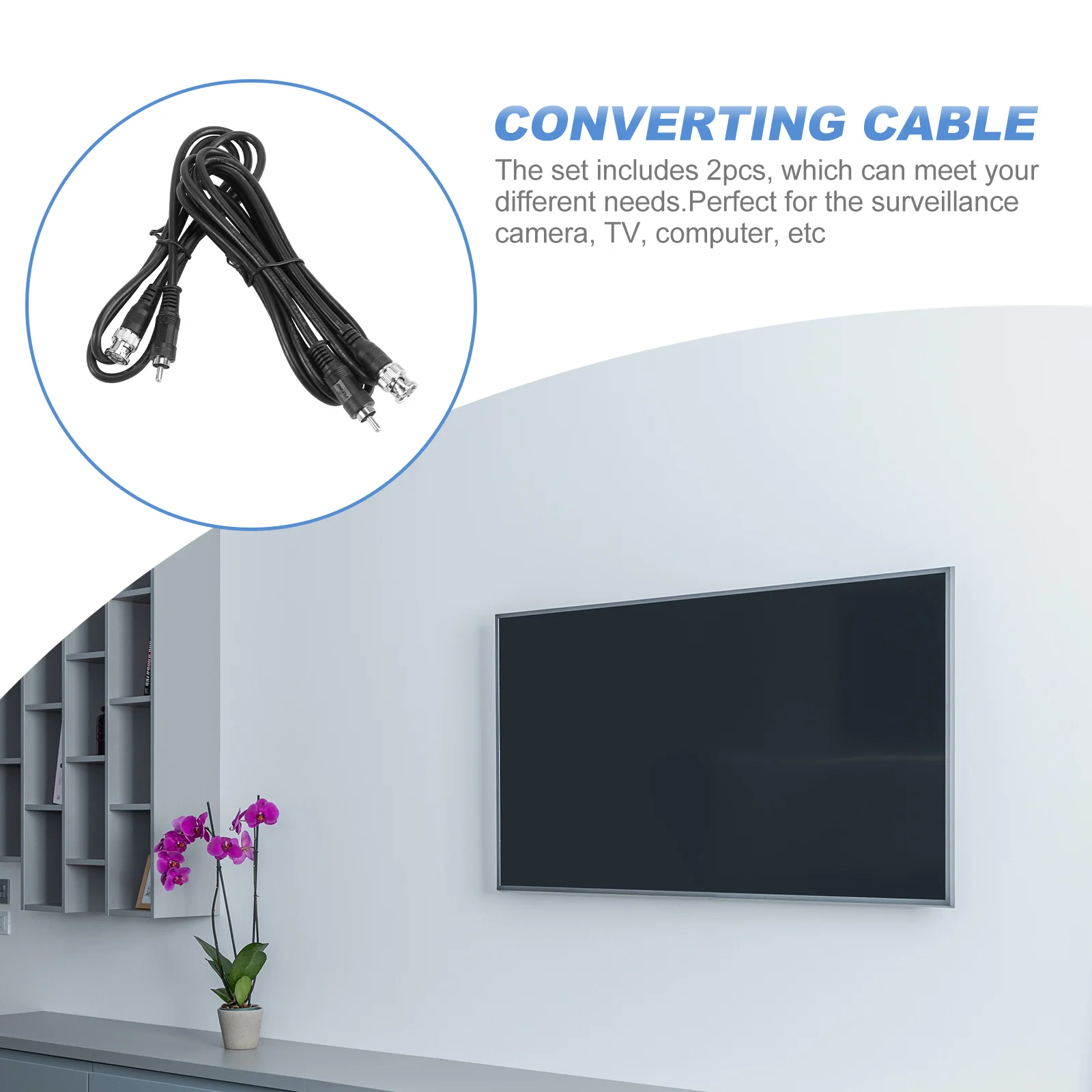 

2 Pcs Video Adapter Cable Converting Wire Converter Reliable to Coax Camera Efficient