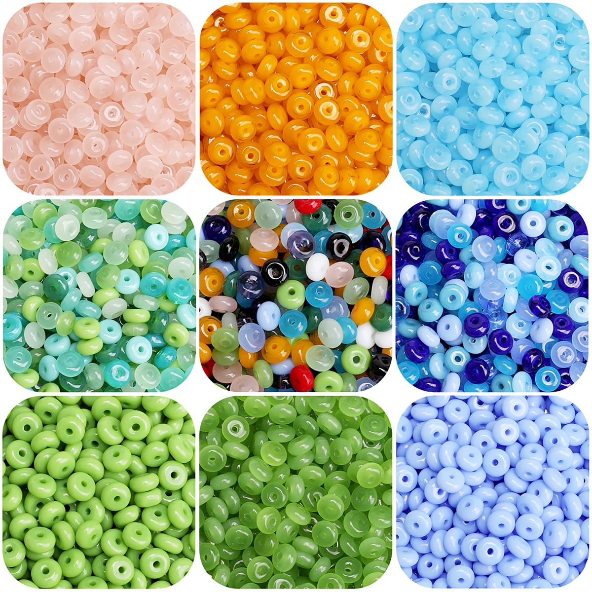 

6×3mm Glass Seed Beads Wheel Spacers (60pcs/Bag) - Unique Design Charm Beads for DIY Jewelry (Bracelet/Pendant/Necklace)