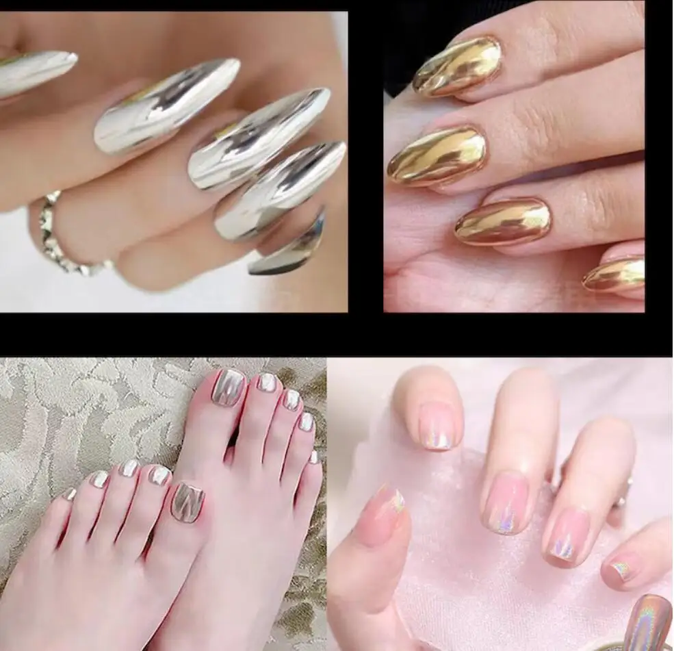 2 SCATOLE/Set Rosso Verde Cromo Specchio Glitter Per Unghie Polvere Sparkly Shimmer Effetto Metallico Pigmento di Natale UV/Led Gel Polish Sfregamento Polvere