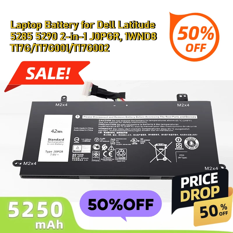 

Laptop Battery for Dell Latitude 5285 5290 2-in-1 J0PGR, 1WND8 T17G/T17G001/T17G002