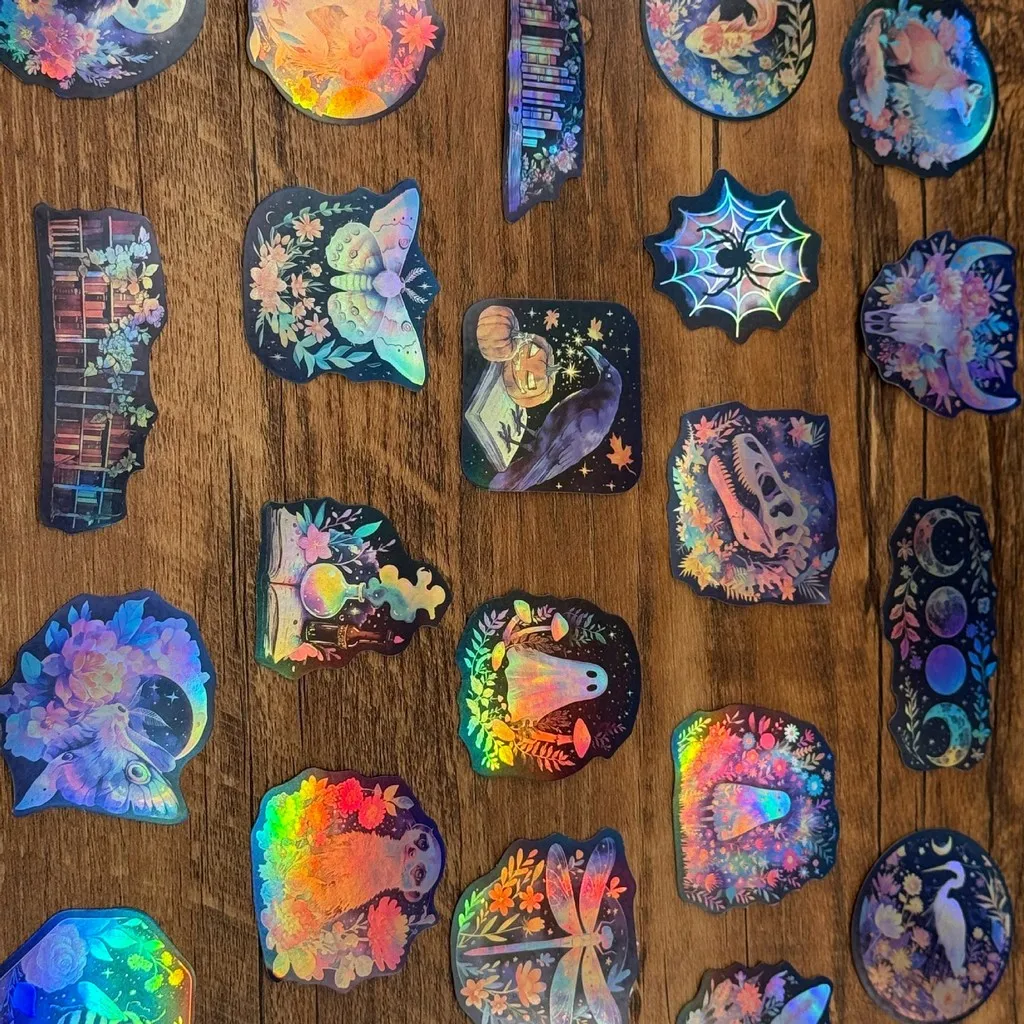 50 قطعة من ملصقات الكتابة على الجدران ذات المخلوق الإبداعي بالليزر الكرتونية - ديكور مقاوم للماء للقيثارات وأجهزة الكمبيوتر المحمولة والأمتعة DIY (متجر عوالم الرسوم المتحركة)