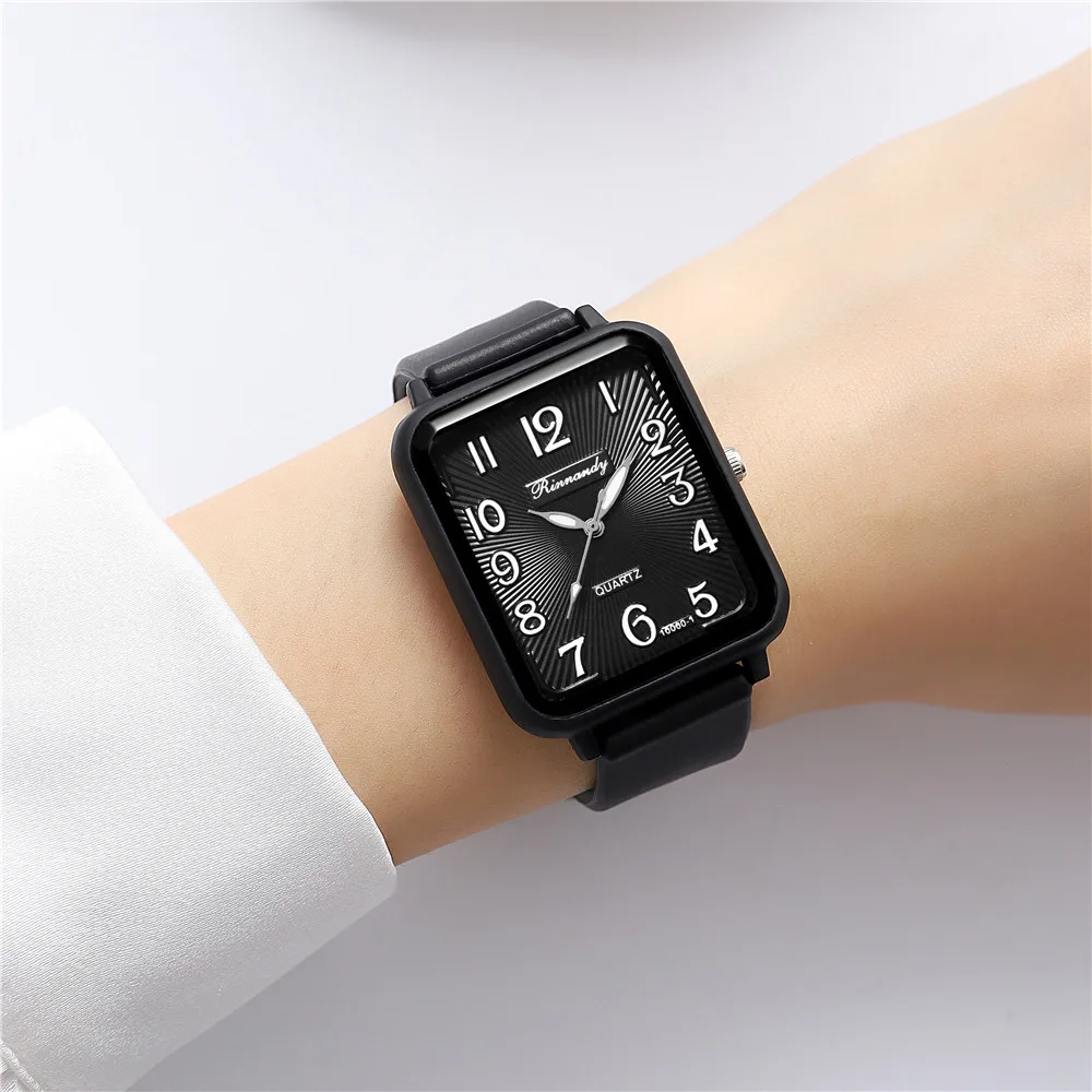 Relojes rectangulares digitales para Mujer, Reloj de pulsera de cuarzo Simple, correa de silicona, Reloj femenino