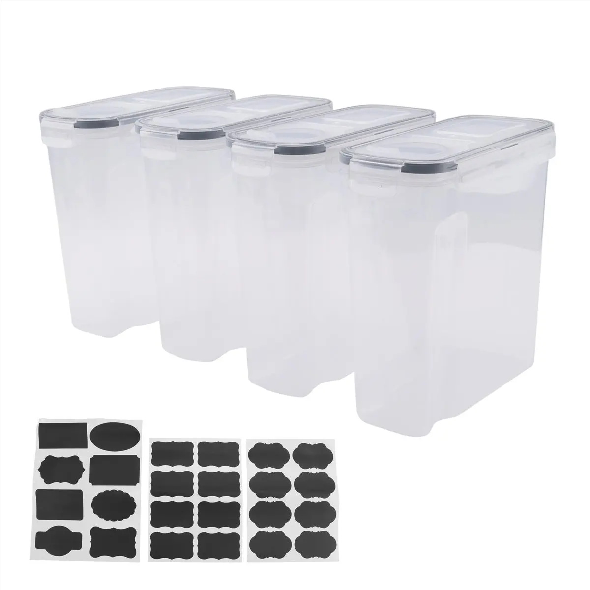 Juego de contenedores de almacenamiento de cereales A97G, 4 Uds., contenedores herméticos de almacenamiento de alimentos PP de 2,5 L para cereales, aperitivos y azúcar
