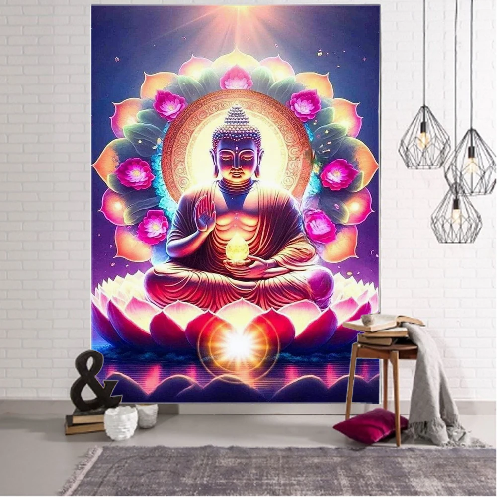 

Mandala Buddha Statue Decor Tapestry Psychedelic Meditation Bedroom Home