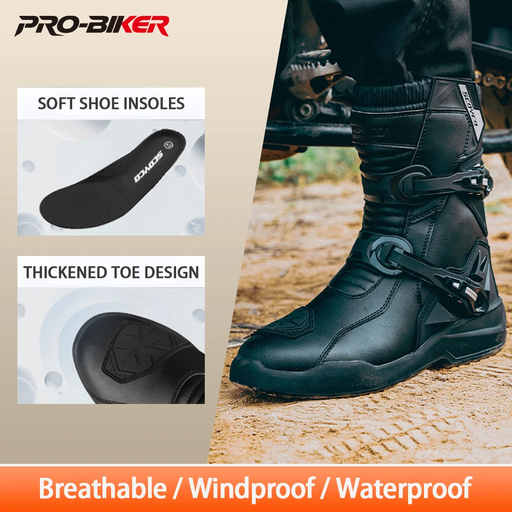 

Водонепроницаемые мотоциклетные ботинки Four Seasons, противоскользящие мотоциклетные ботинки, профессиональная защитная обувь для езды на мотокроссе, износостойкая.