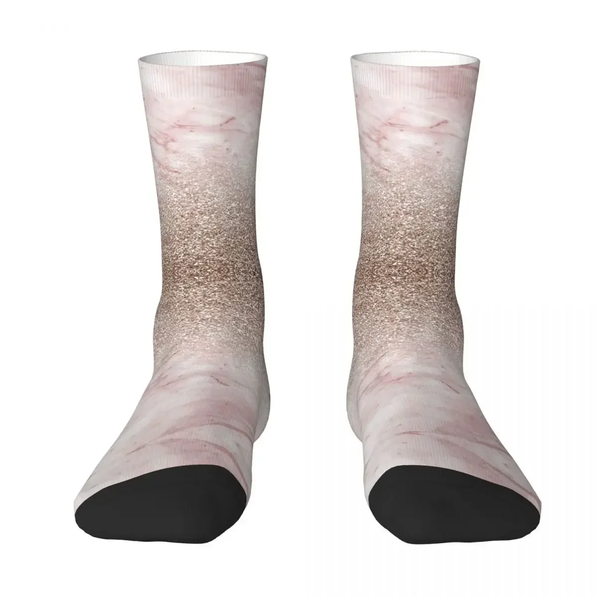 Rose Gold Glitter Gradient Socks Harajuku Super Soft Stockings All Season Long Socks Accessories for Unisex Gifts