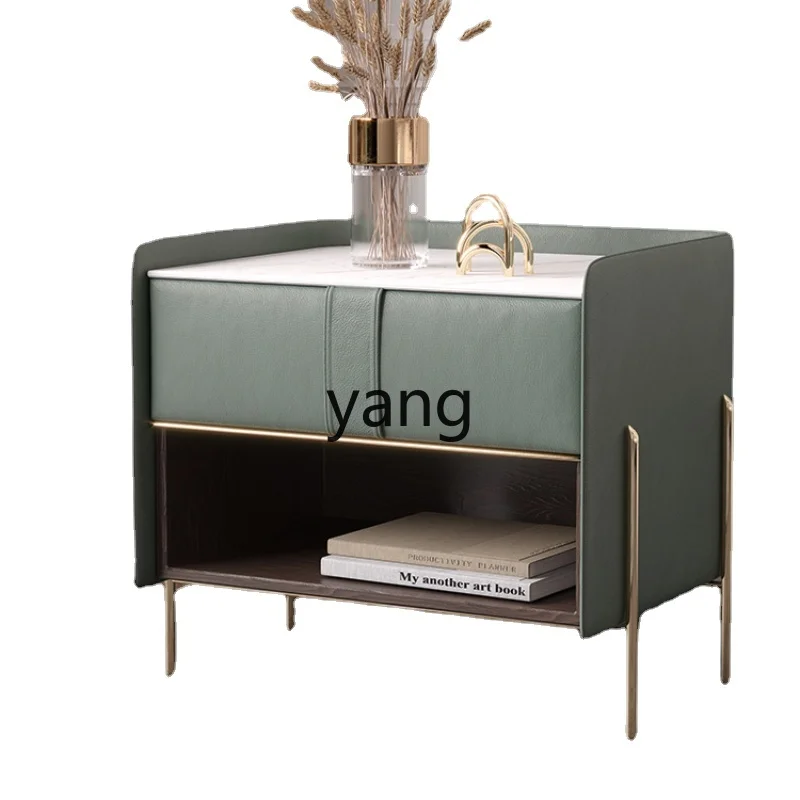 

LMM Light Luxury Bedside Table Stone Plate Smart Charging Italian Minimalist Bedside Cabinet