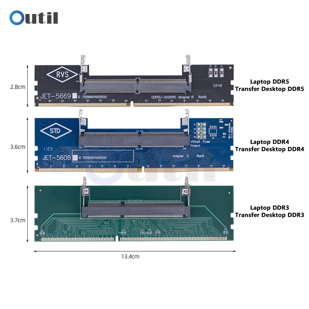 1 PCS แล็ปท็อปเดสก์ท็อปการ์ดอะแดปเตอร์หน่วยความจำ SO-DIMM ไปยัง PC DIMM การ์ด DDR3 DDR4 DDR5 หน่วยความจำ RAM CONNECTOR ADAPTER