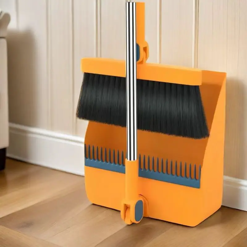 Home folding broom set, enlarged and thickened dustpan broom set, rotating broom that does not stick to hair