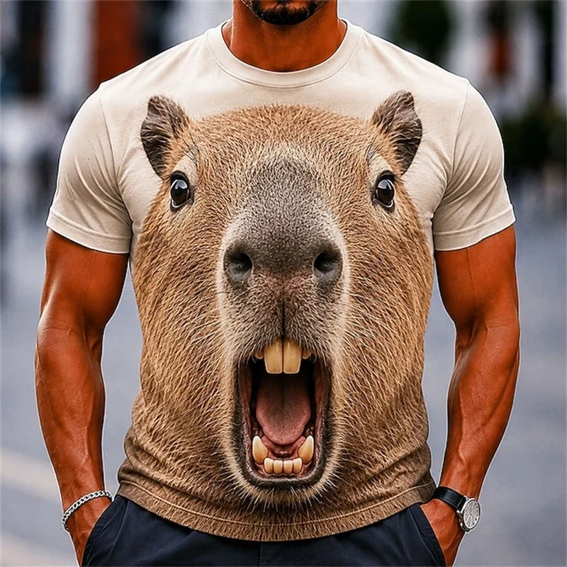 Herren-T-Shirt mit 3D-Druck Lustiger Überraschter Tiergesichter Schnelltrocknend Atmungsaktiv Große Größen Sport Casual Street Fashion Kurzarm – Detail 8