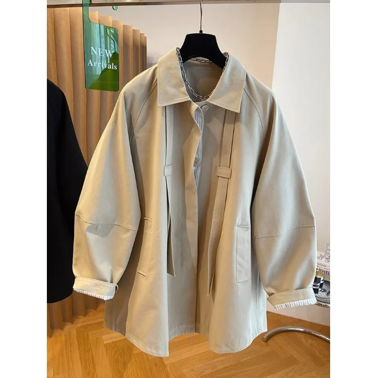 

2025 New Sle Briti Ele Windbreaker Outerwear Women's Loose Casual Spring Autumn Coat Polyester Fiber 00% Ladies Faion