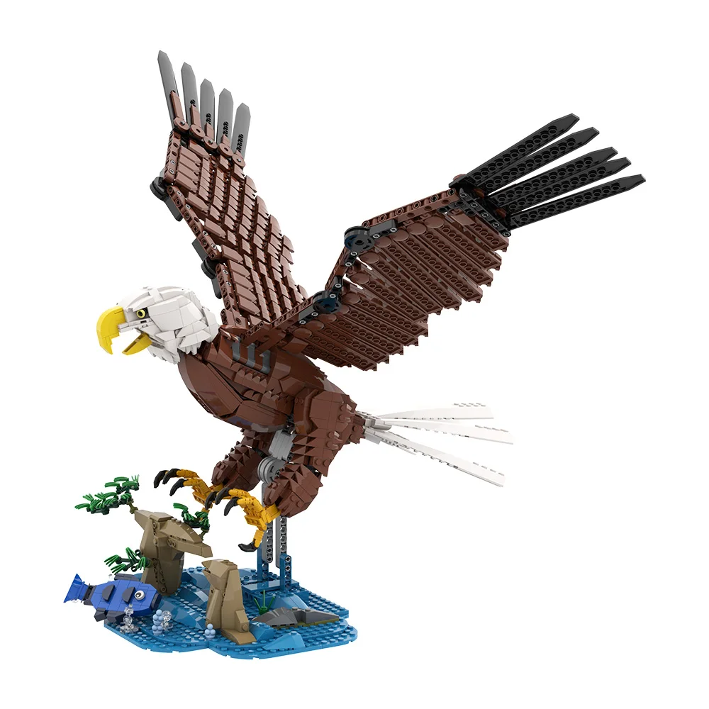 Gobricks MOC クリエイティブ動物鳥イーグルビルディングブロックモデルイーグル飛行レンガ diy 組み立ておもちゃ子供のギフト