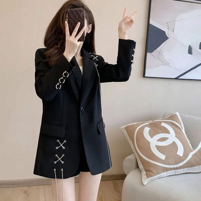 2024 Spring Autumn New Vintage Chic Blazer Women Outwear Fashion Loose Long Sleeve Oversize 3XL Professional Blazer Jacket Tops