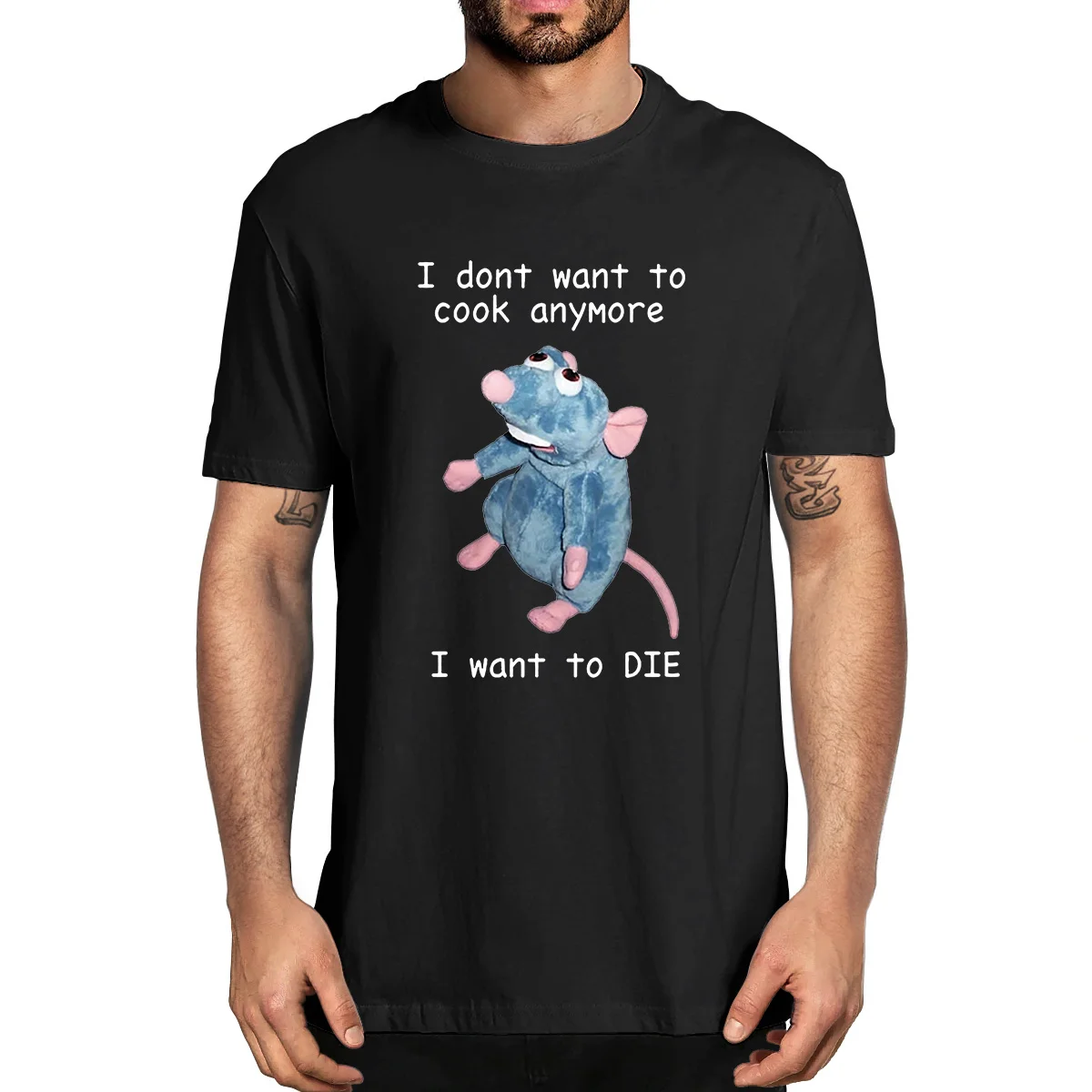 

100% Cotton I Dont Want To Cook Anymore I Dont Want To Die Cute Mouse Funny Summer Men's Novelty T-Shirt Harajuku Streetwear