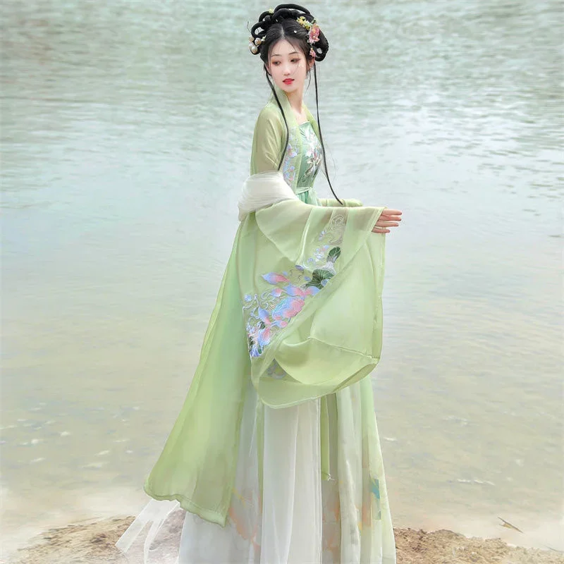 Vestido Hanfu para mujer, conjunto tradicional Hanfu de la dinastía Tang china, disfraz de Cosplay femenino, vestido de verano, ropa Hanfu