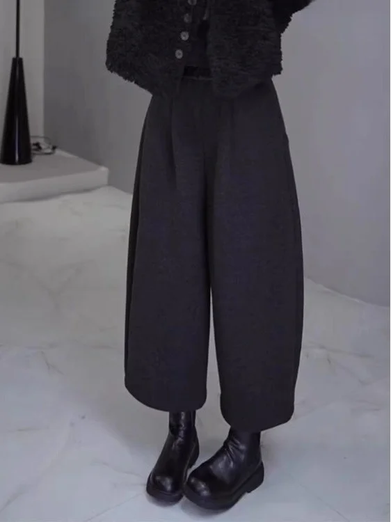 High Waist Woolen Casual Pants for Women Autumn Winter New Sle plus Size Pear ape Slimming Versatile andmother Pants