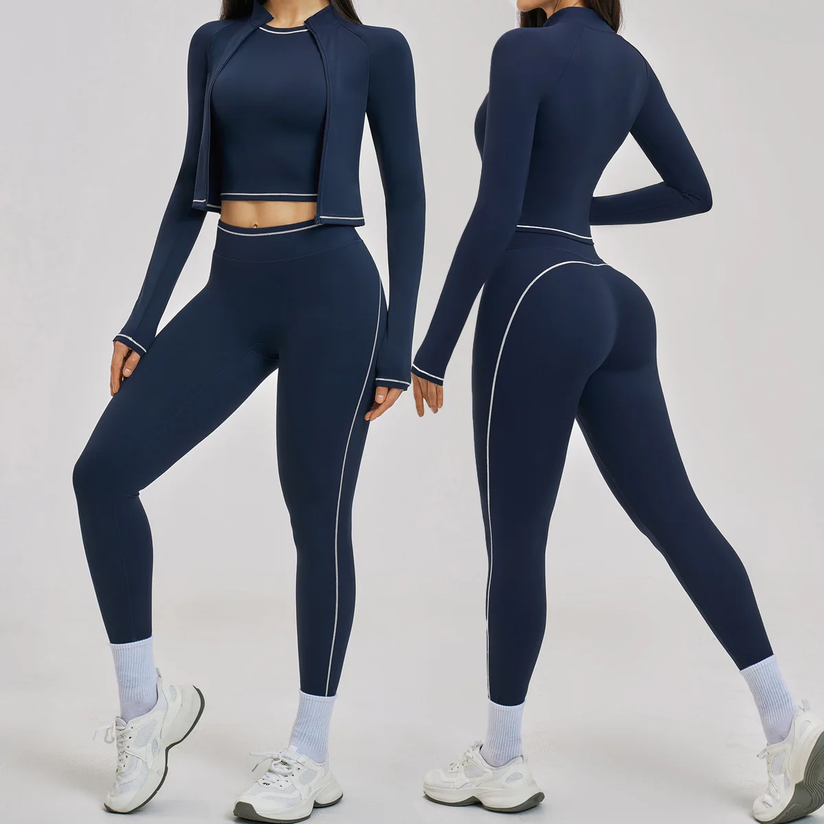New 3pcs Sportswear Yoga Set Gym Sports Bra Zipper Jacket Leggings Clothes Sportswear Yoga Suits For Women Fitness Set Tracksuit