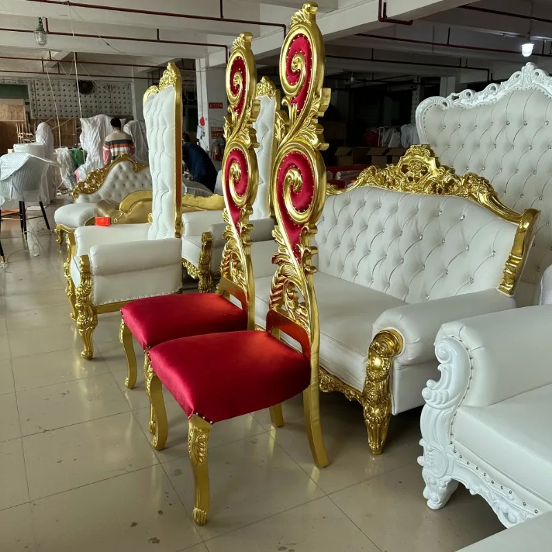 Factory direct sales king and queen high back treasure seat royal luxury wedding chair hotel lobby image chair