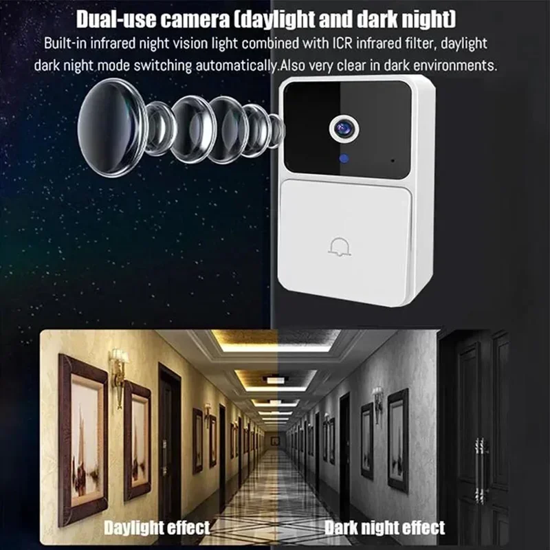 WiFi Video Doorbell with Night Vision Wireless Home Security Intercom System Door Viewer Camera