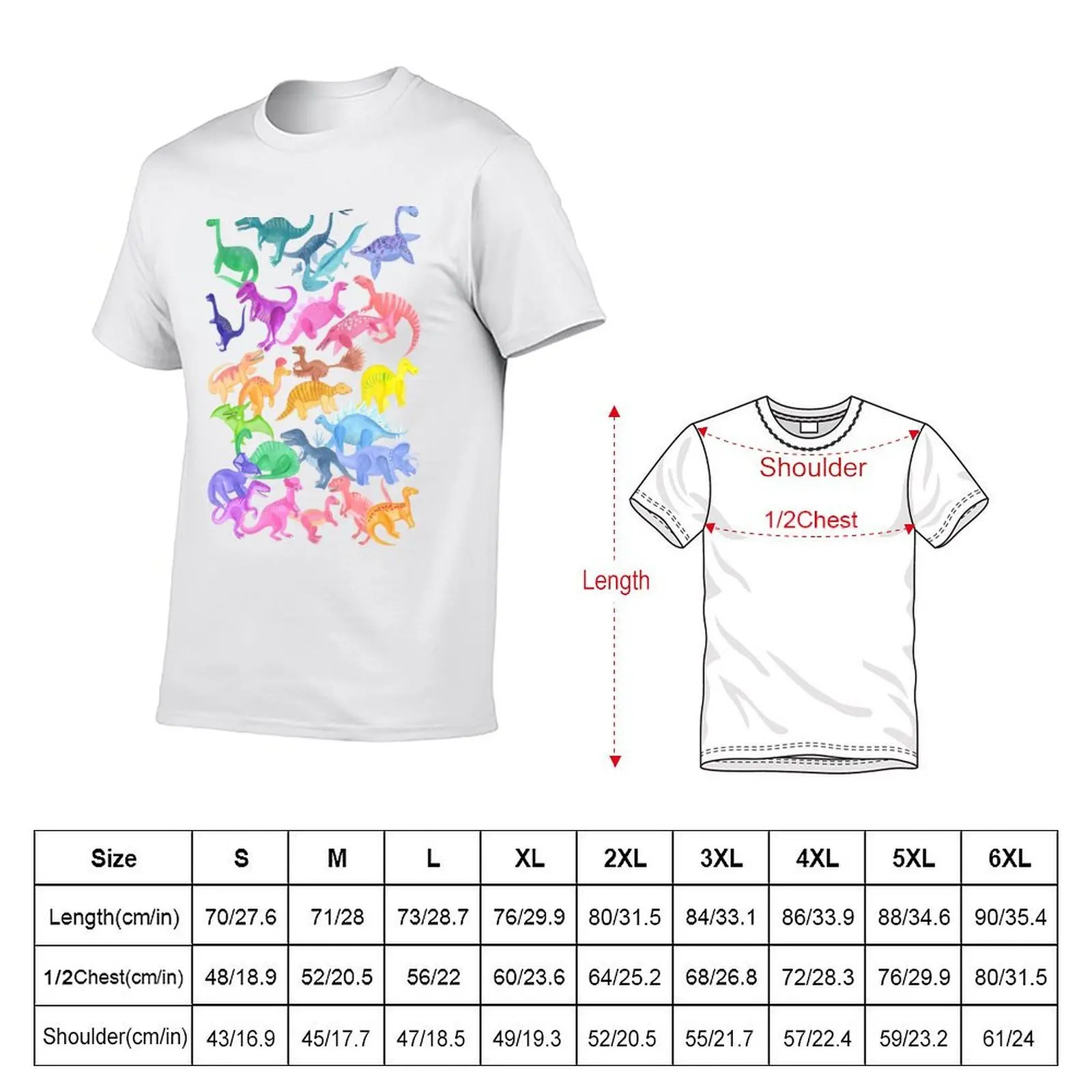 Roarsome Rainbow Dinosaur Alphabet T-Shirt topping baggy shirts T-shirts for men cotton