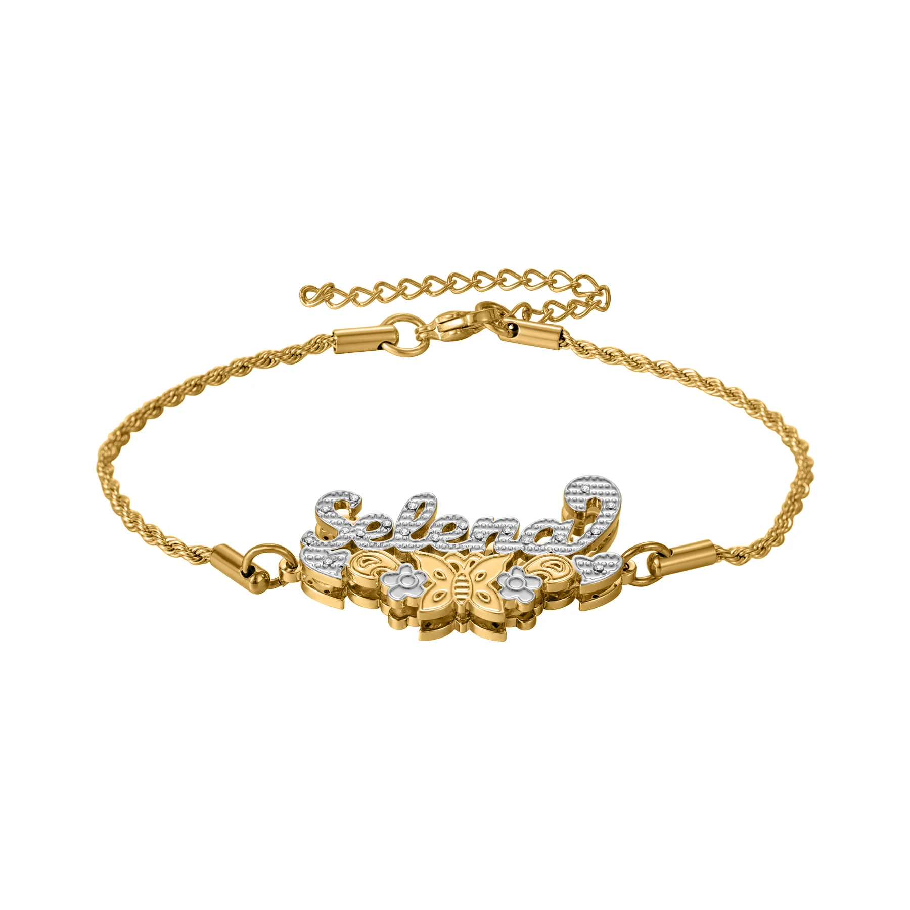 

Браслет в викторианском стиле на заказ, украшенный инициал, подвеска с бабочкой и цветочным мотивом, персонализированное имя, ювелирные изделия, винтажный подарок