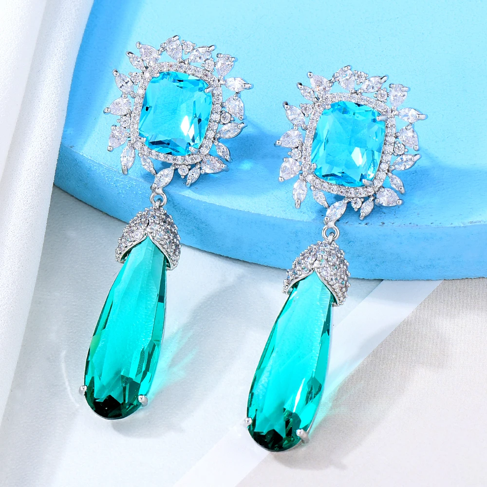 GODKI Red Carpet Hollow Ball Dangle Earrings for Women Wedding Full Micro Cubic Zircon High Jewelry Dubai Bridal Earring