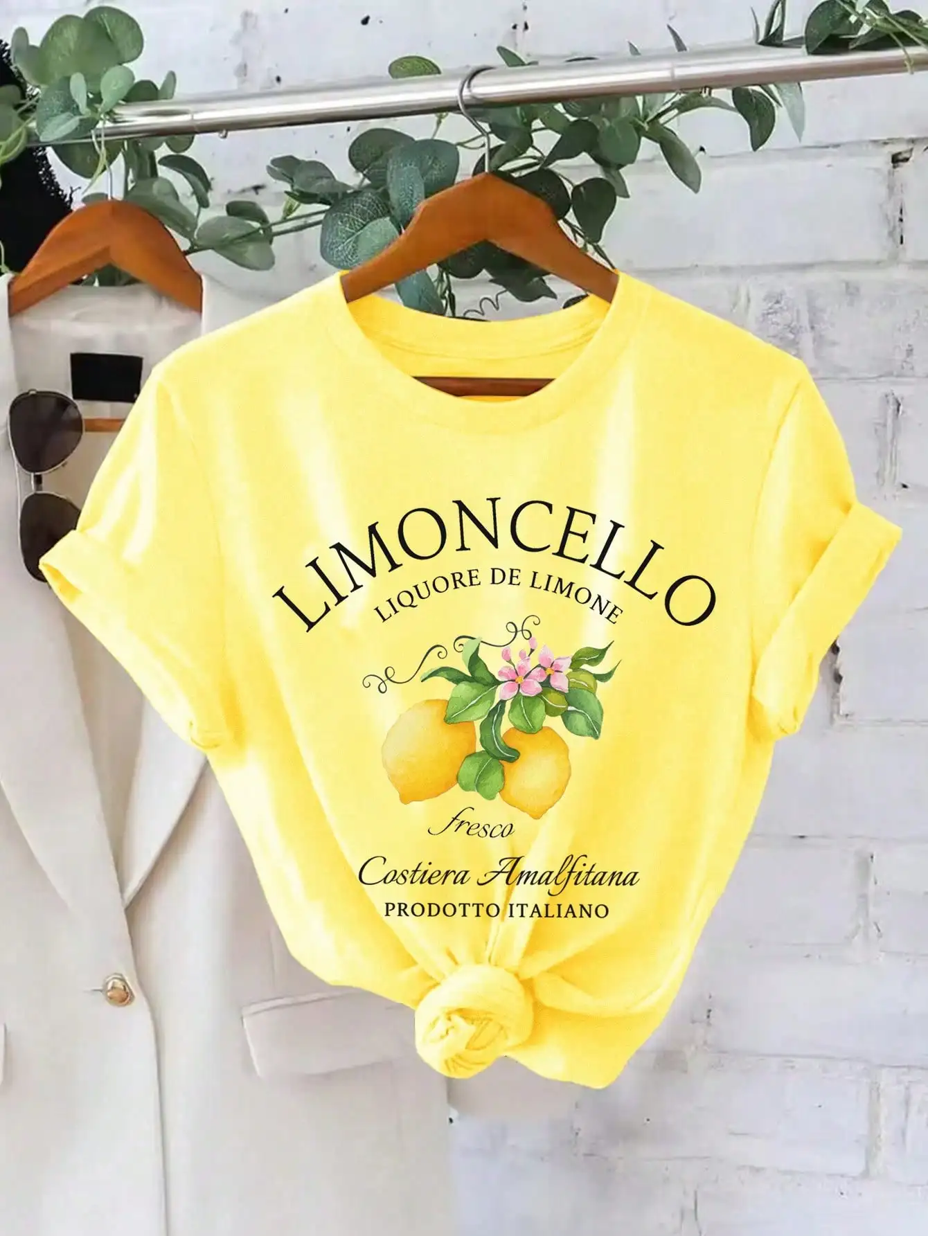 

Футболка с принтом лимонов Limoncello, итальянский дизайн в стиле Амальфийского побережья, женский повседневный летний топ