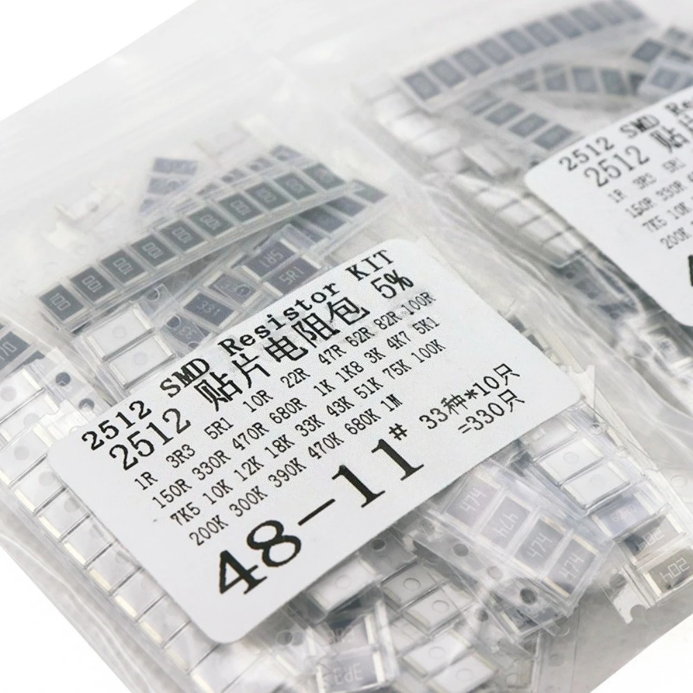 330PCS 2512 SMD Resistor Kit 33 Values 5% Tolerance Chip Resistor Assortment Set