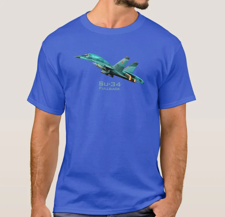 Soviet Union Russian Su-34 Fullback Fighter Bomber T-Shirt. Summer Cotton Short Sleeve O-Neck Mens T Shirt New S-3XL