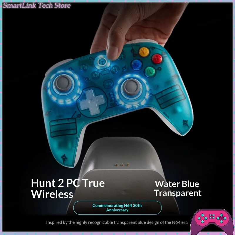 Orion 2nd Controller Blue Transparent Edition 2.4G Six-Axis Motion TMR Joystick Dual Trigger Three Modes Gamepads for PC Steam