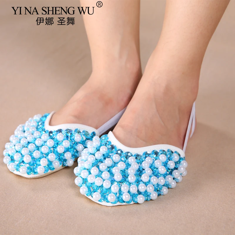 Cute Pearl Sequins Dance Half-cut Shoes Belly Dance Fitness Toe Pads Belly Dancing Accessories Women Multicolor Foot Protector
