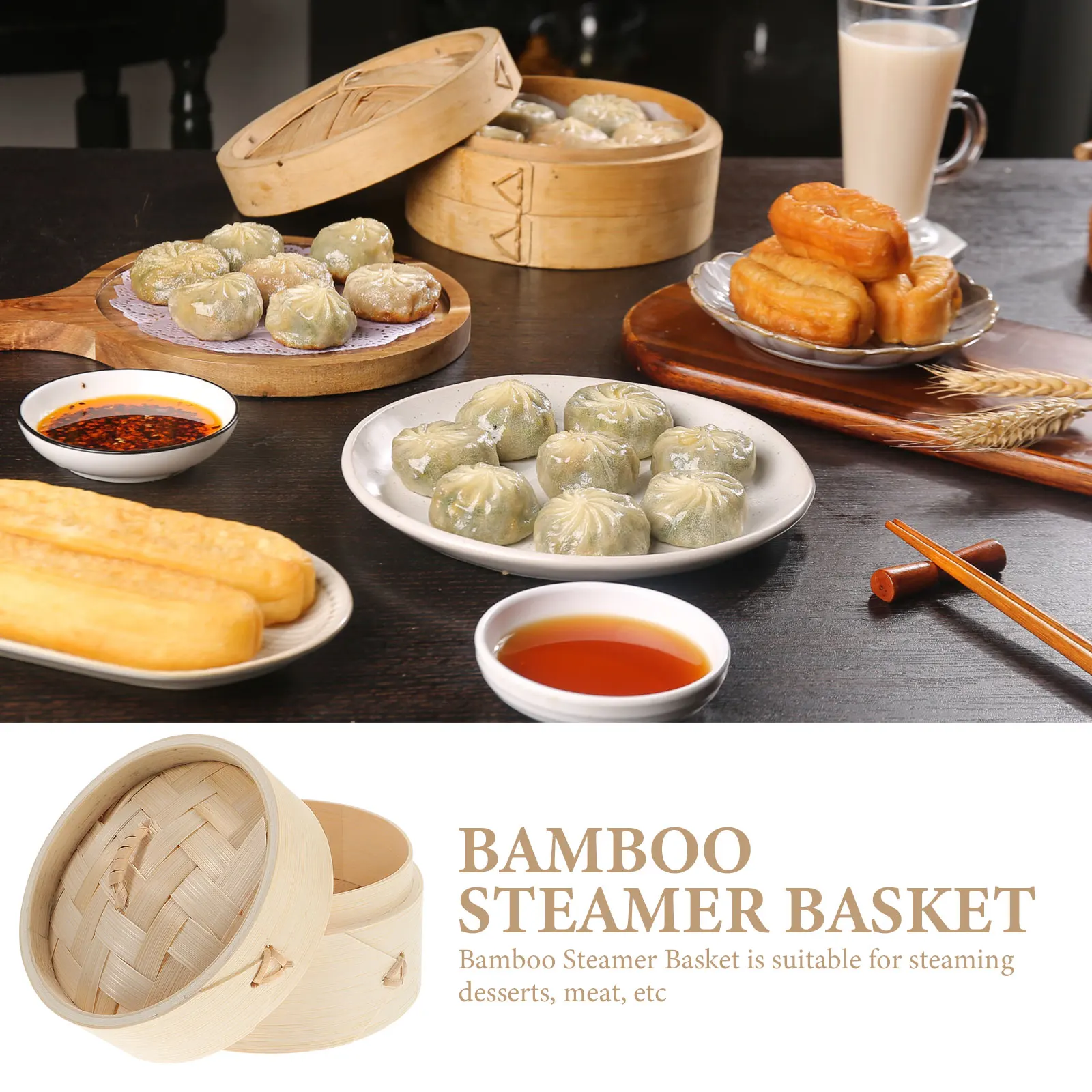 

1 set Bamboo Steamer Basket Rice Corn Potatoes High Temperature Kitchen Utensils Practical Household Accessories