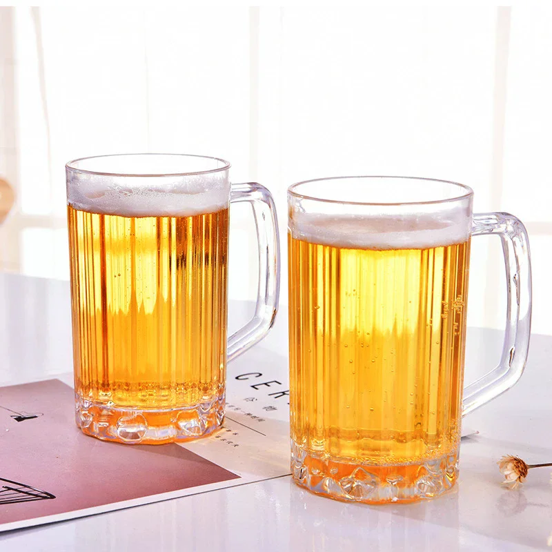 Transparent Beer Mug Plastic Unbreakable Breakfast Milk Coffee Juice Water Cup Barware Drinkware for Home Party Bar KTV 500ML view 4