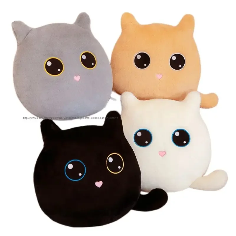 40*45CM Kawaii Round Cat Plush Toys Stuffed Animal White Black Cat Doll Soft Pluche Pillow Cushion For Kids Girls Christmas Gift