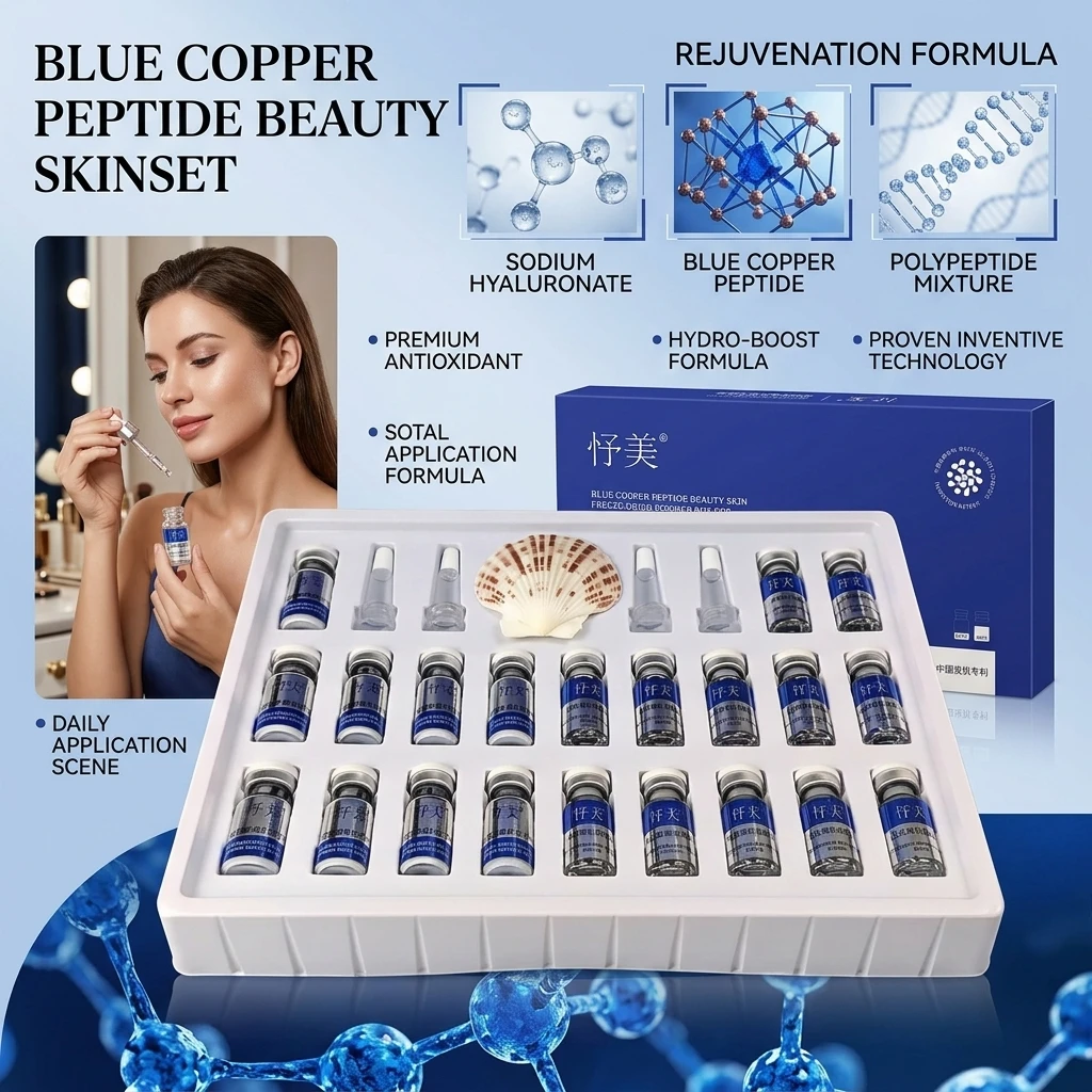 12 Pairs Blue Copper Peptide (A) Freeze-Dried Powder Kit Professional Beauty Salon Facial Essence Active Oligopeptide Stock Solu