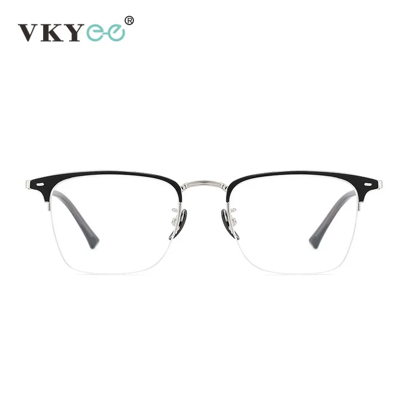 VKYEE Retro Square Half Frame Metal Men\'s Reading Glasses Women Anti-blue Light Women Customized Prescription Photochromic 888