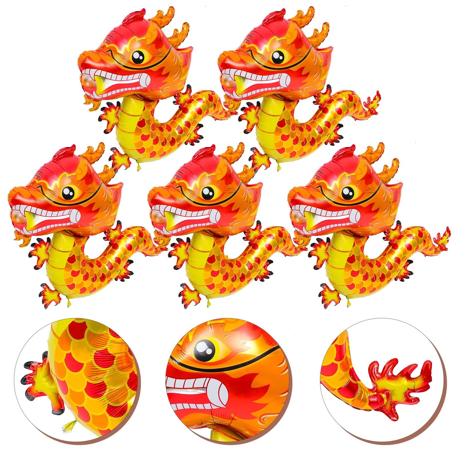 

5pcs Chinese Dragon Balloons Aluminum Foil New Year Party Decor Dragon Shaped Balloon Cartoon Balloon Spring