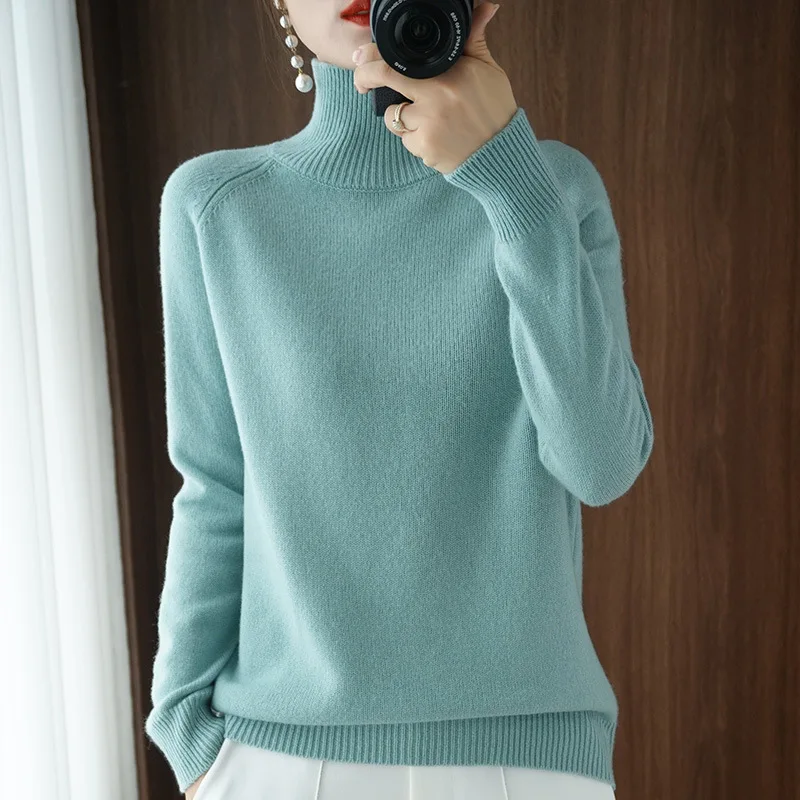 Women's Turtleneck Knit Sweater Long Sleeve Sweaters Pullover Outerwear for Casual Daily Travel Home