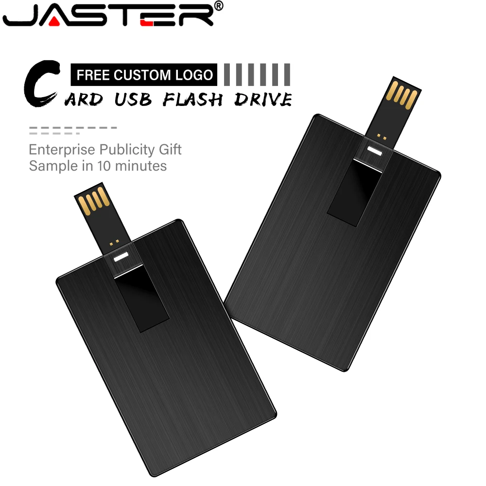 JASTER Metal Card USB 2.0 Flash Drive 128GB Creative Gift Rotatable Memory Stick 64GB Waterproof External Storage 32GB 16GB 8GB